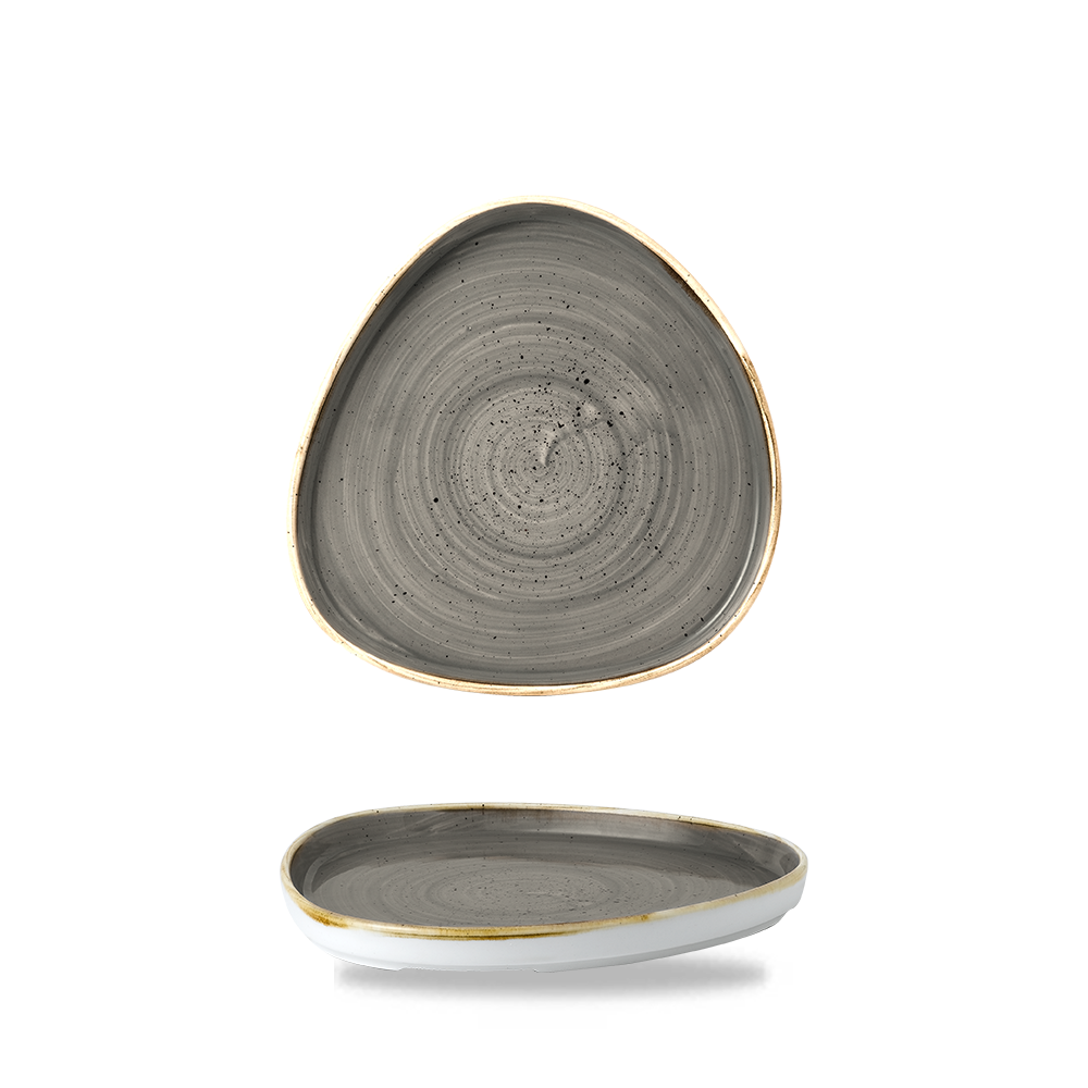 Churchill Super Vitrified Stonecast Grey Triangle Walled Chefs Plate 20cm Box 6, 6 Stück Pfeffergries Dreieck