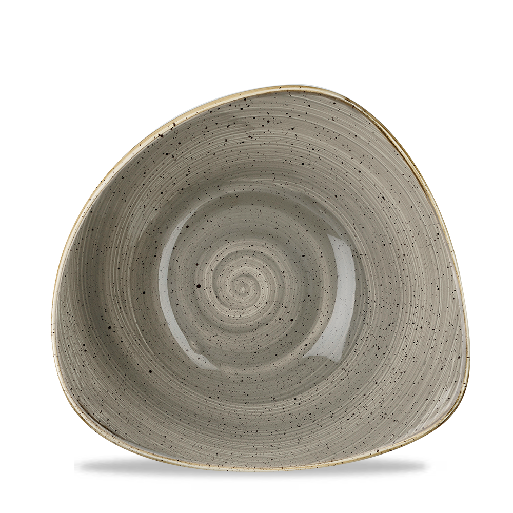 Churchill Super Vitrified Stonecast Peppercorn Bowl Dreieck, 18,5 cm / 37 cl, 12 Stück Pfeffergries Dreieck