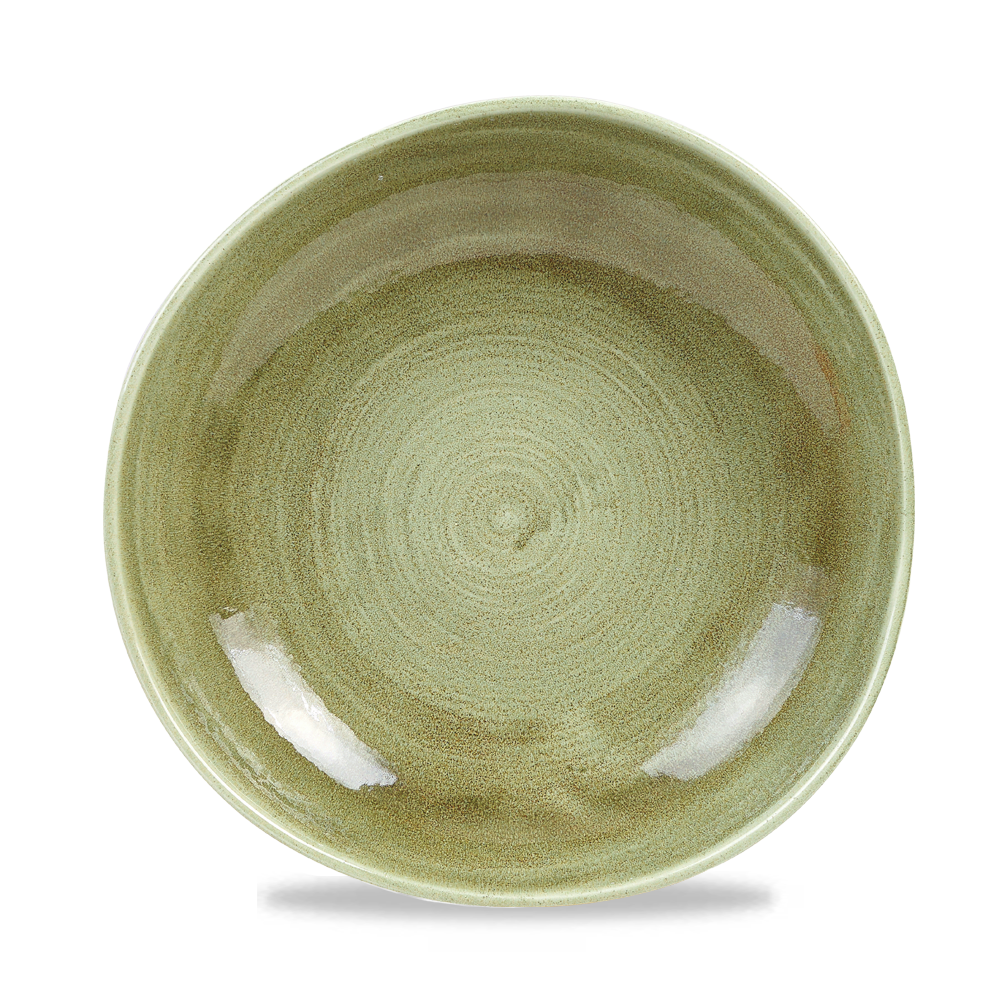 Churchill Super Vitrified Stonecast Patina Teller Tief Coup 25,3 cm, 12 Stück in Verbranntem Grün - Organisch