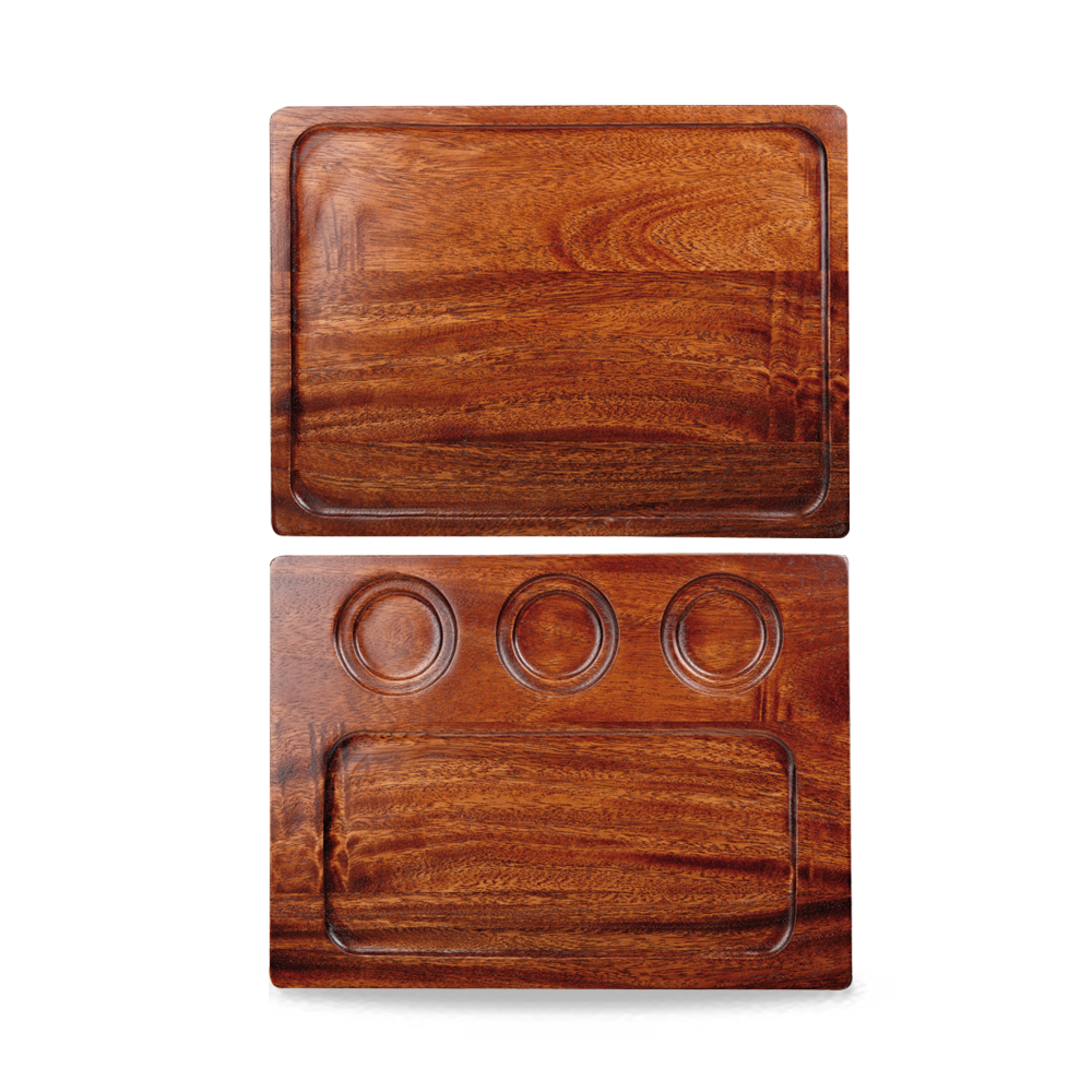 Churchill Holz Servierbrett Quadratisch 32x24cm, 4 Stück, Braunes Akazienholz