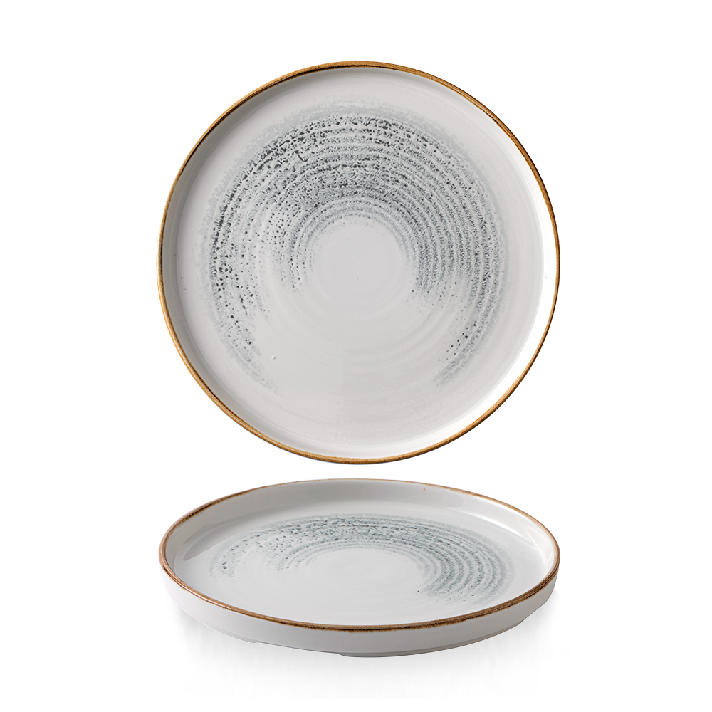 Churchill Super Vitrified Homespun Accents Flache Teller mit Steilrand, 21 cm, 6 Stück, Jasper Grau, rund