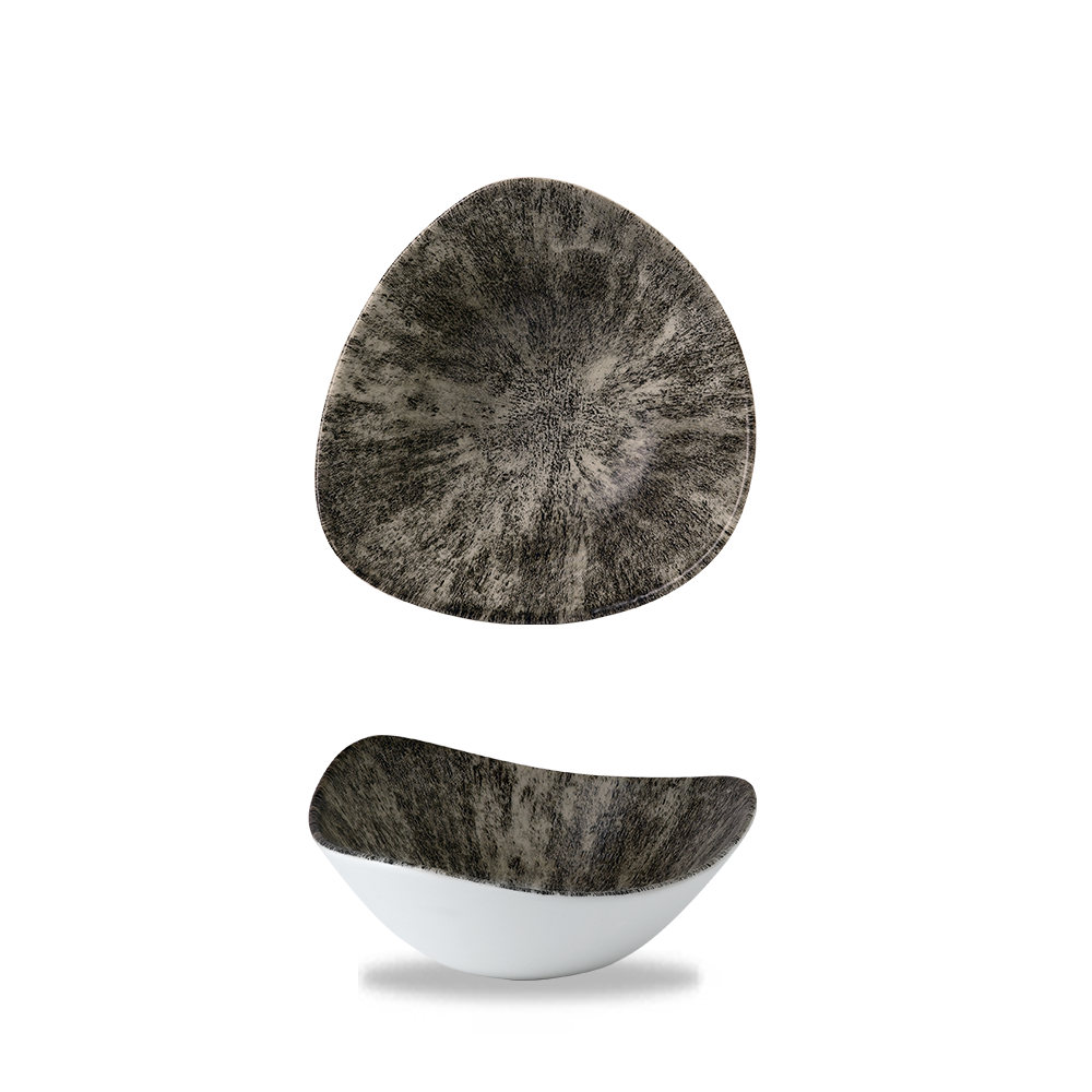 Churchill Super Vitrified Studio Prints Stone Quartz Black Schale Dreieckig 18,5cm, 12 Stück