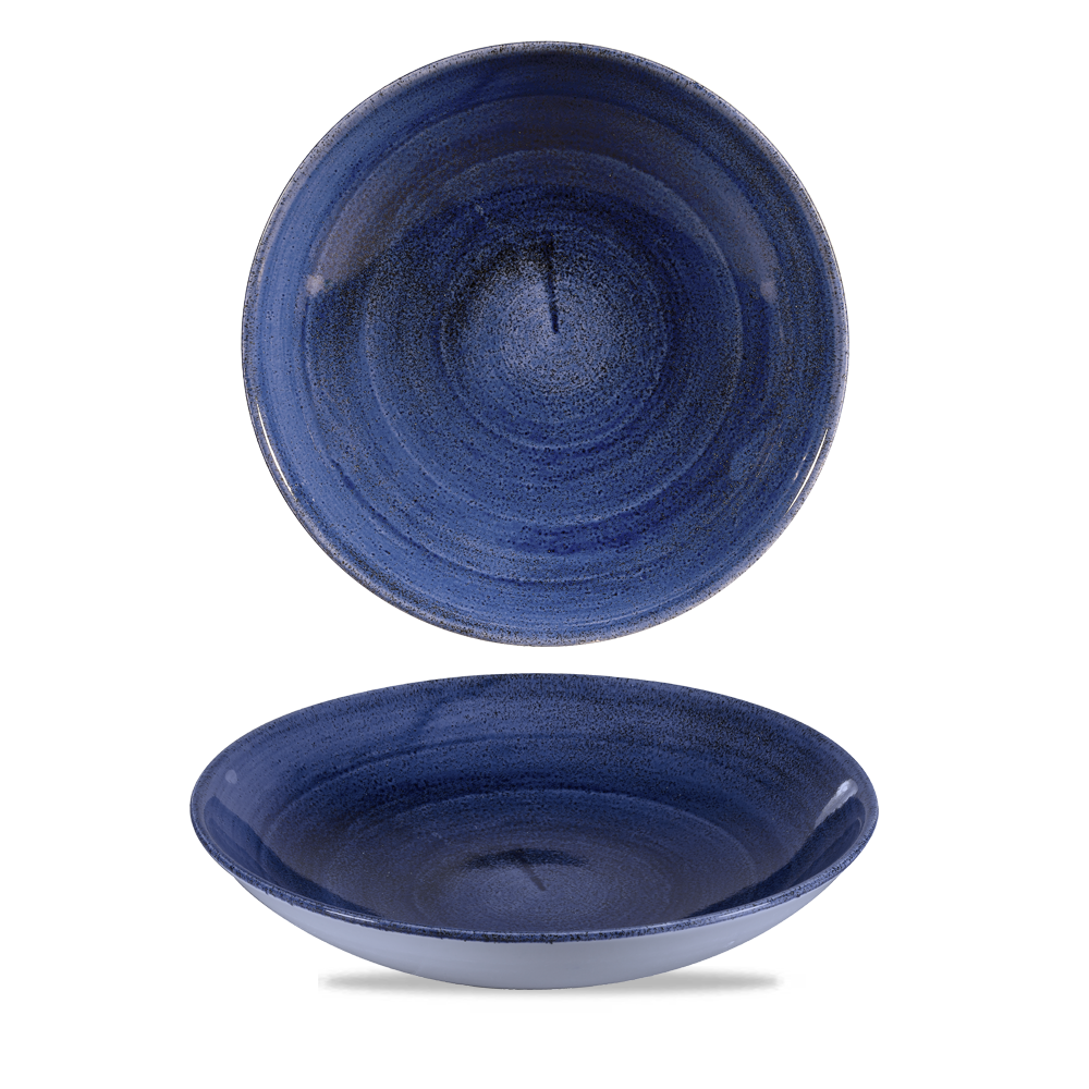 Churchill Super Vitrified Stonecast Patina Teller Tief Coup 24,8 cm, 12 Stück in Kobaltblau, rund