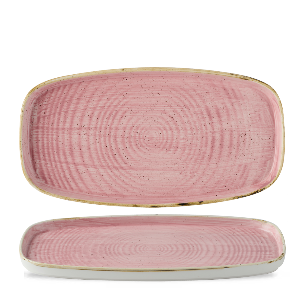 Churchill Super Vitrified Stonecast Petal Pink Chefs' Walled Oblong Plate 30 x 15.4cm 11 3/4" x 6" H: 2cm, 6 Stück
