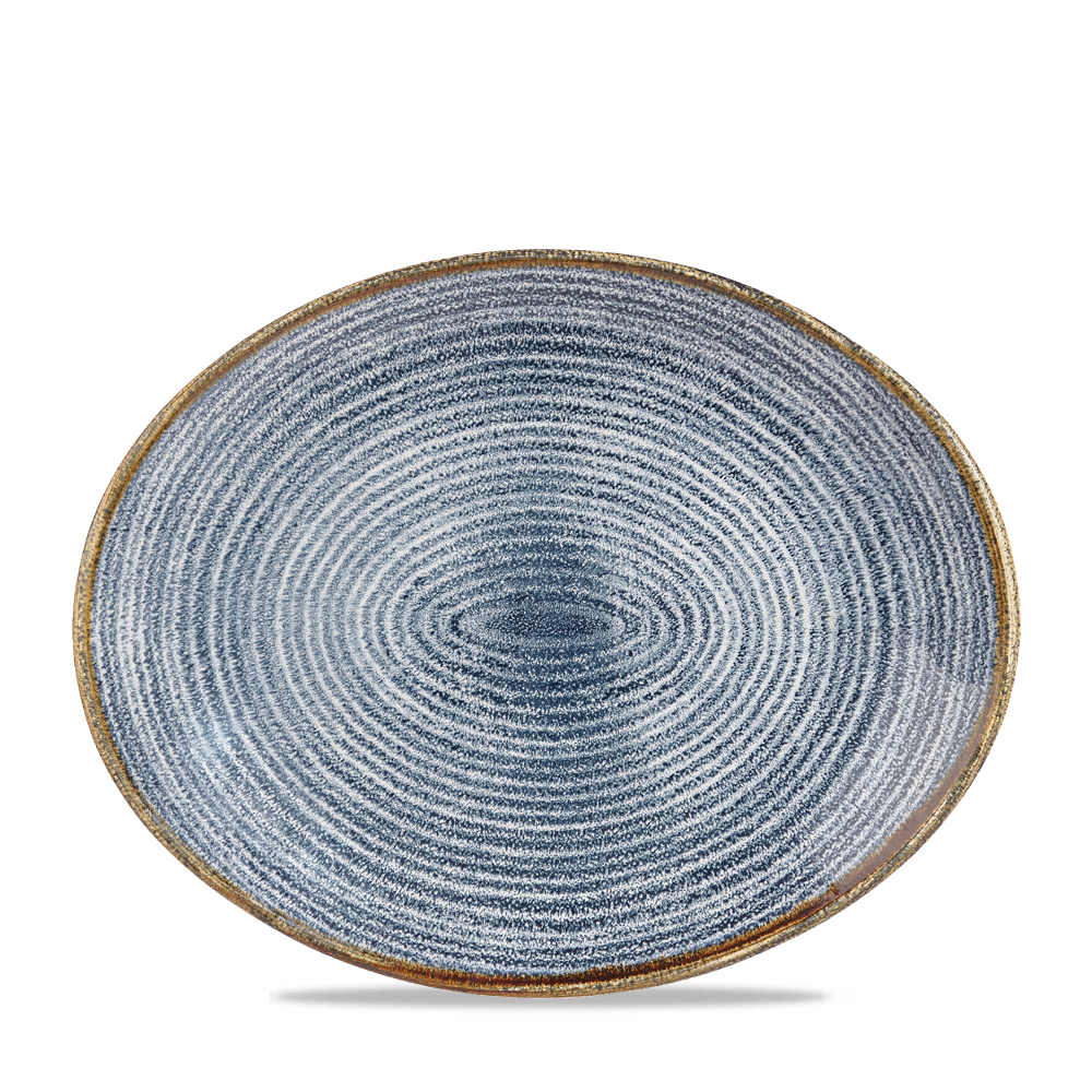 Churchill Super Vitrified Studio Prints Homespun Oval Platte, 31,7 cm, 12 Stück, Schiefer Blau