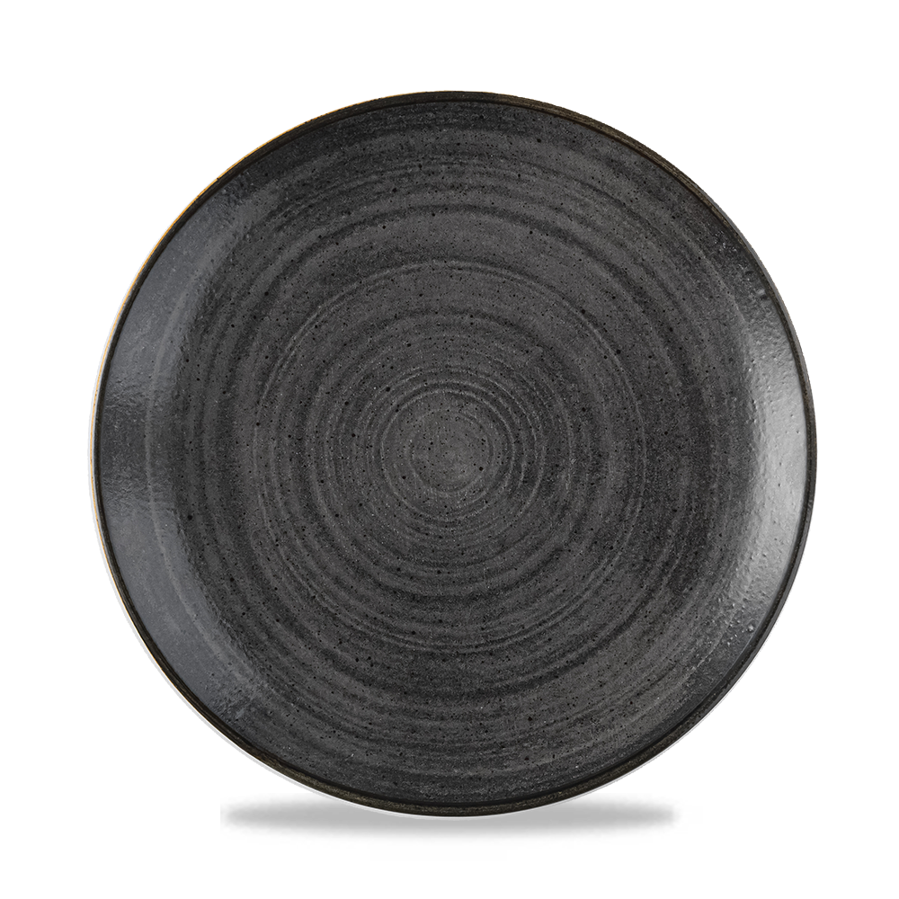 Churchill Super Vitrified Stonecast Raw Black Flach Coup Teller 21.7Cm, 12 Stück