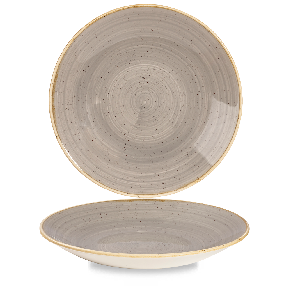 Churchill Super Vitrified Stonecast Peppercorn Teller Tief Coup 28cm, 12 Stück Pfeffergries Rund