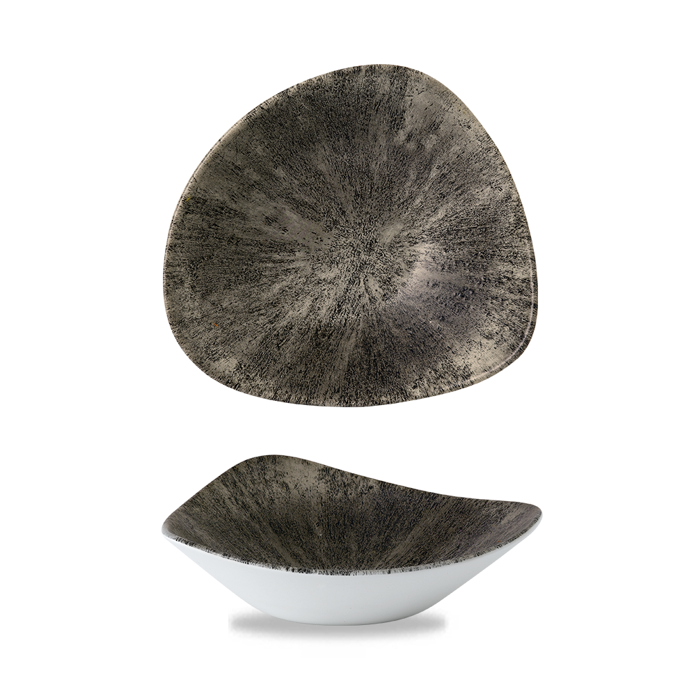 Churchill Super Vitrified Studio Prints Stone Quartz Black Schale Dreieckig 23,5cm, 12 Stück