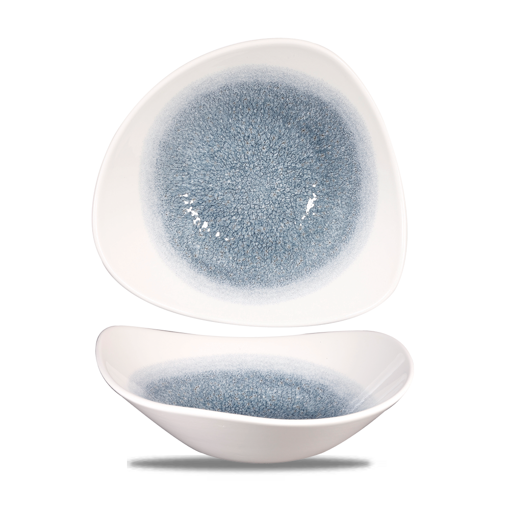 Churchill Super Vitrified Studio Prints Raku Topaz Blue Bowl Dreieck, 23,5 cm / 60 cl, 12 Stück