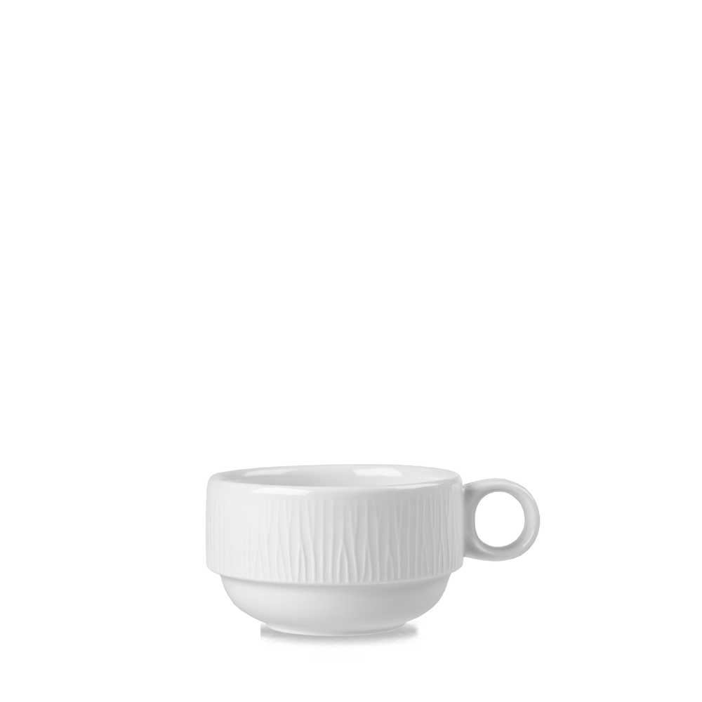 Churchill Super Vitrified Bambus Stapelbare Tasse, 20Cl, 12 Stück, Weiß, Rund