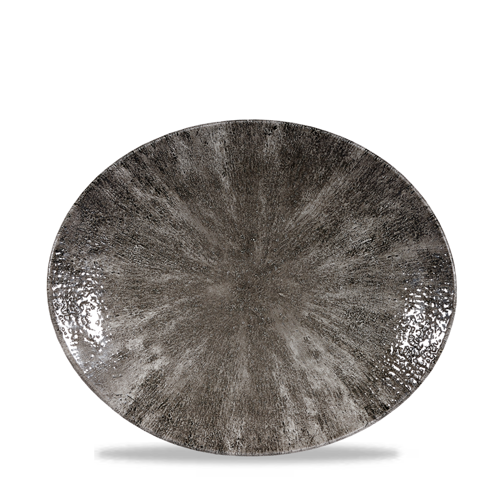 Churchill Super Vitrified Studio Prints Stone Quartz Black Orbit Platte Oval 25,5cm, 12 Stück