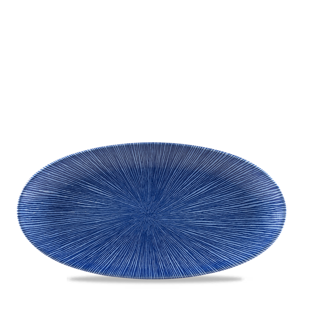 Churchill Super Vitrified Studio Prints Agano Blue Oval Chefs Platte 30x15cm, 12 Stück