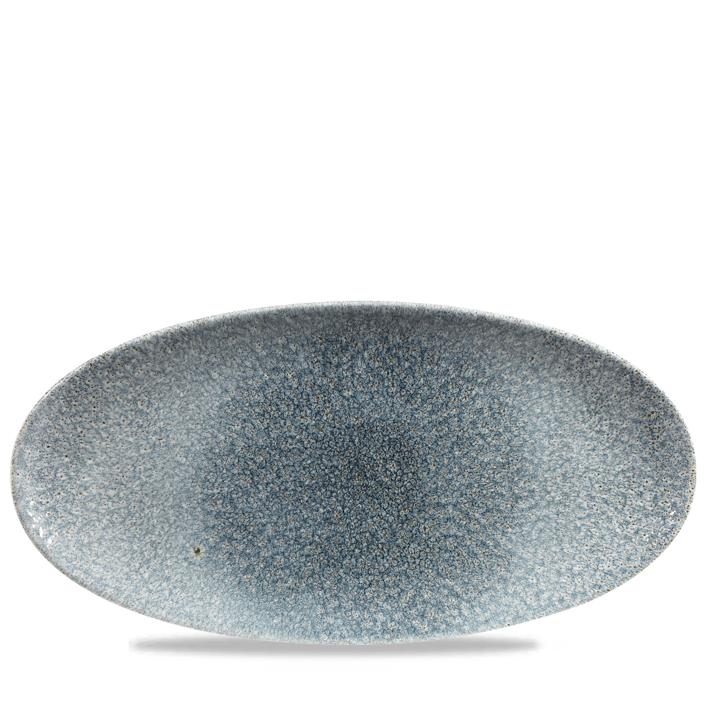 Churchill Super Vitrified Studio Prints Raku Topaz Blue Oval Chefs Platte 35X17.5Cm, 6 Stück