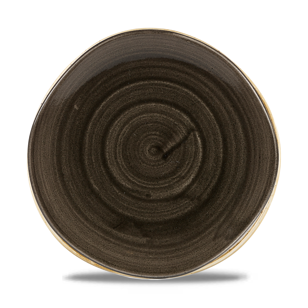 Churchill Super Vitrified Stonecast Patina Teller Tief Coup 25,3 cm, 12 Stück, Eisen Schwarz, Organisch