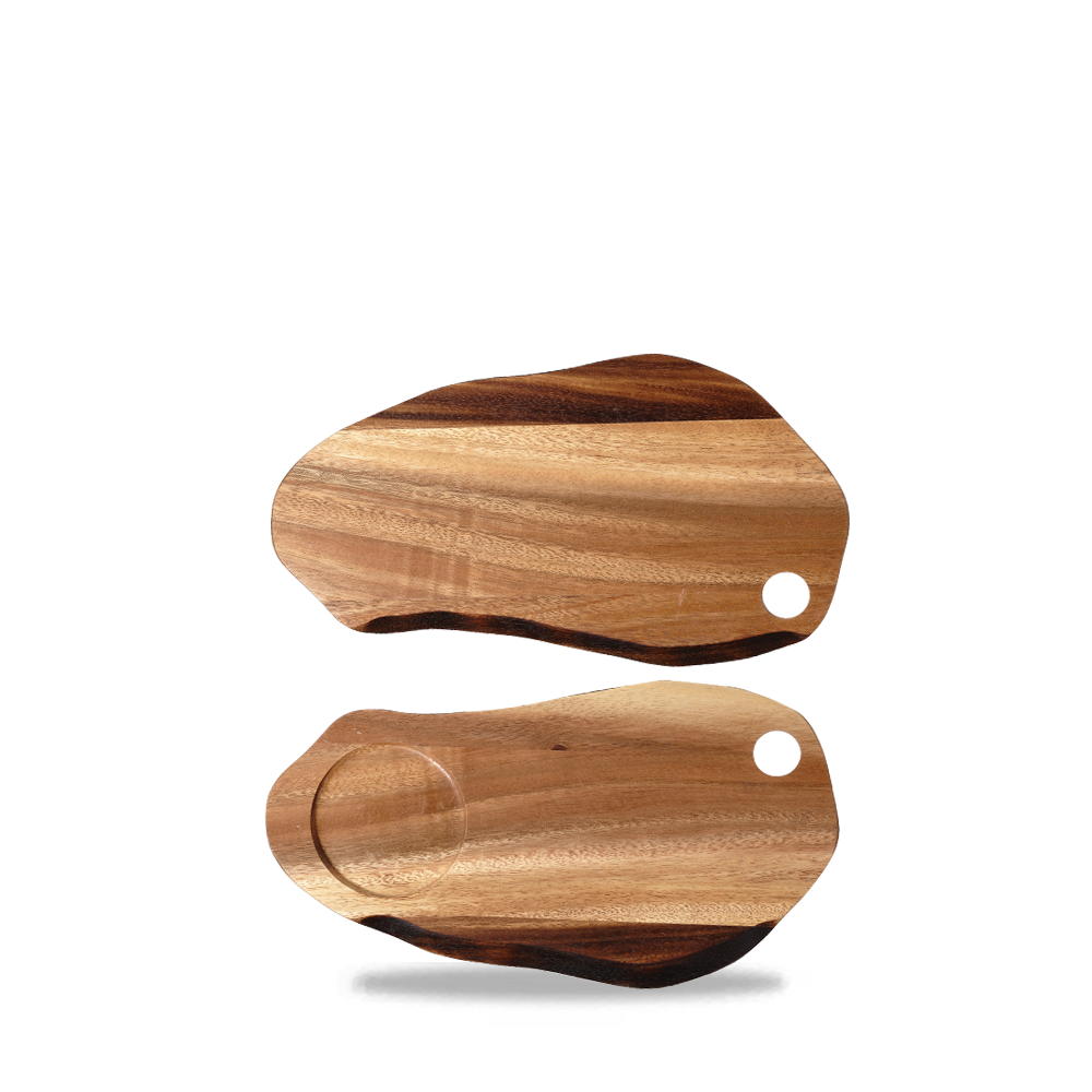 Churchill Naturale Wood Holzbrett Organisch 32x17cm, 4 Stück Natürliches Akazienholz