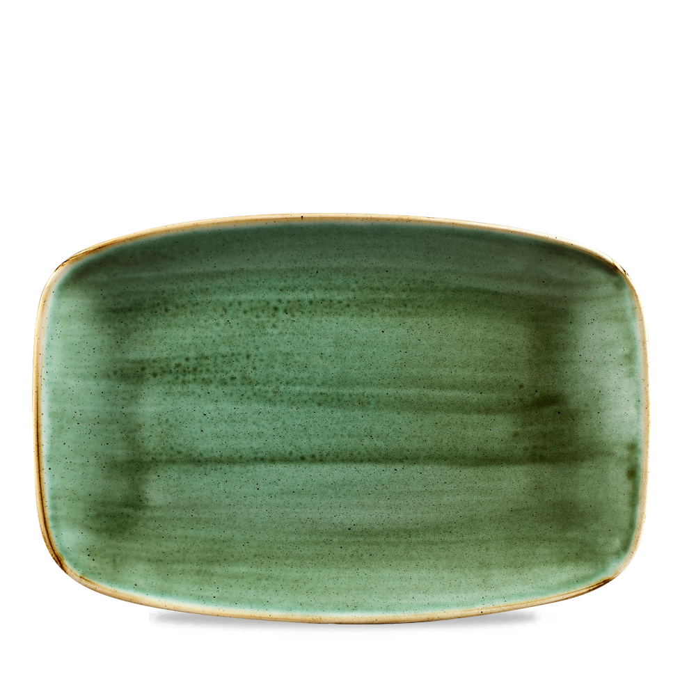 Churchill Super Vitrified Stonecast Samphire Green Oblong Chefs Platte 30 x 19,9 cm, 6 Stück
