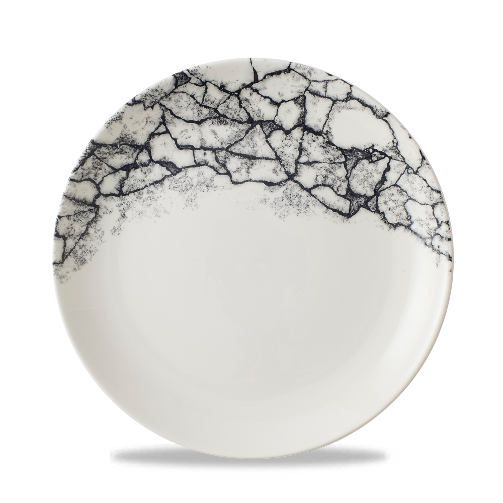 Churchill Super Vitrified Kintsugi Accents Teller Flach Coup 21,7cm, 12 Stück Quartz Schwarz Rund