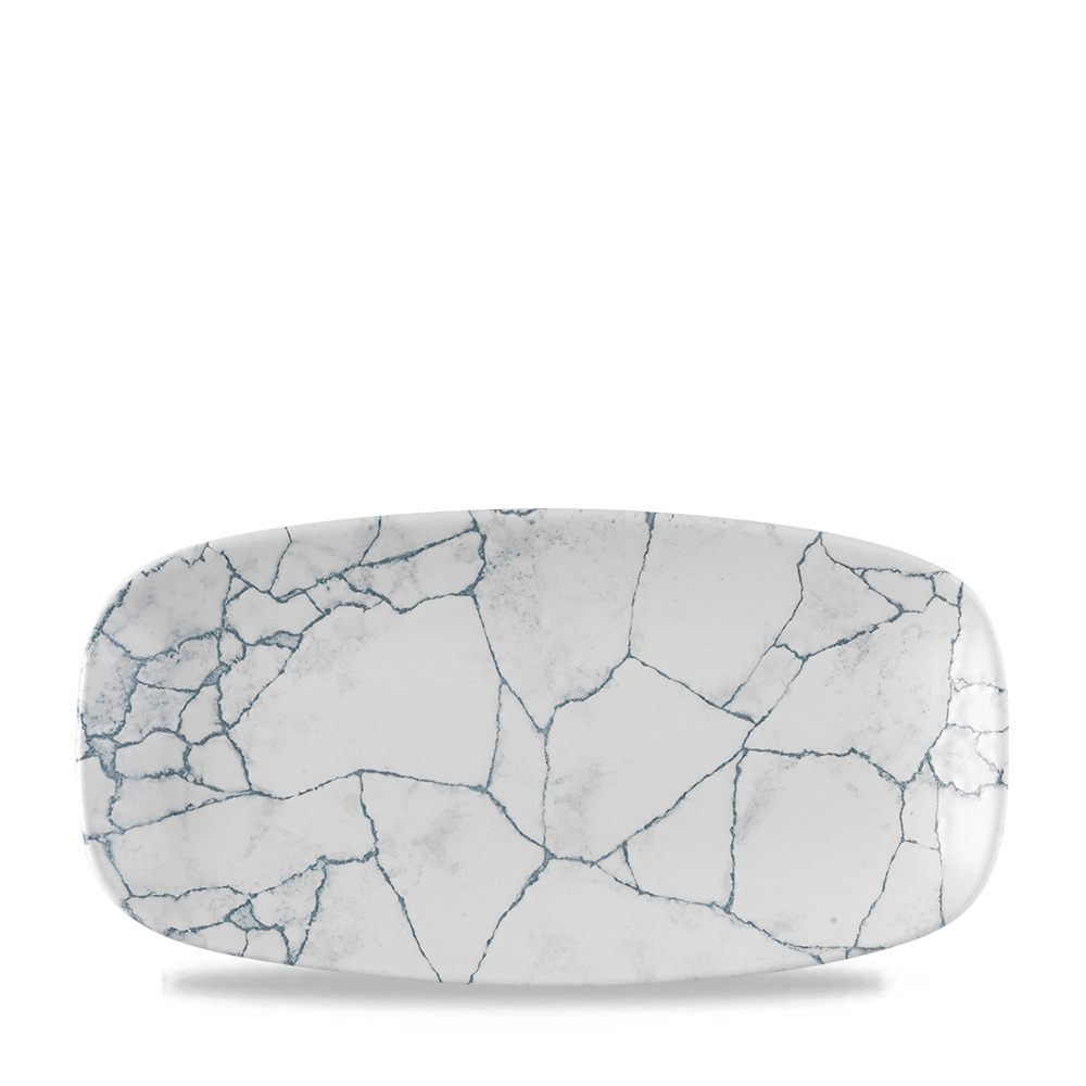 Churchill Super Vitrified Studio Prints Kintsugi Perlgrau Chefs Oblong Platte 29.8cm x 15.3cm, 12 Stück