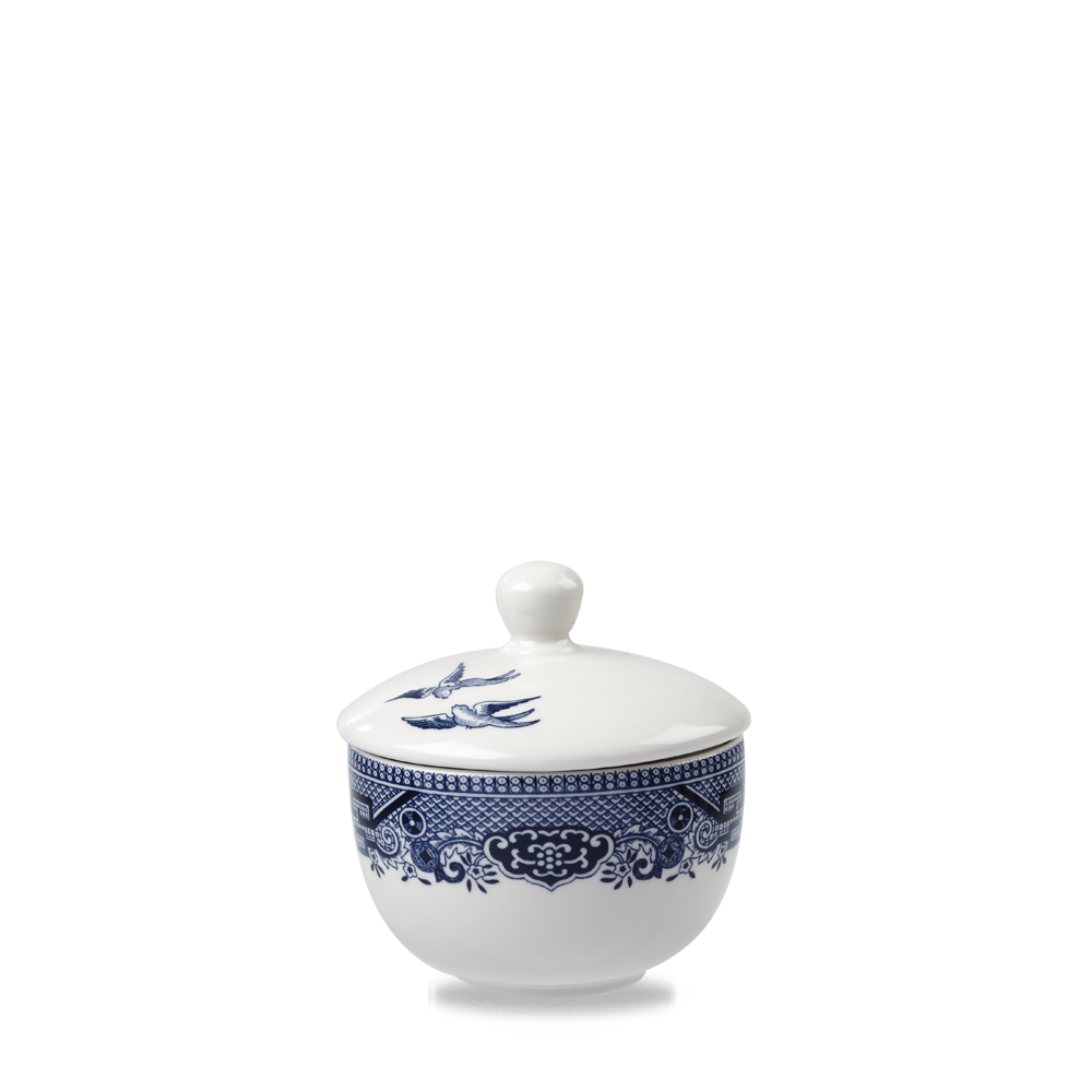 Churchill Super Vitrified Vintage Prints Blue Willow Sandringham Zuckerschale 9cm, 12 Stück, Blauer Weidenbaum, Rund