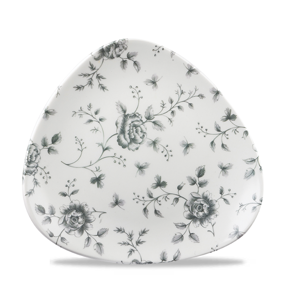 Churchill Super Vitrified Vintage Prints Rose Chintz Grey Platte Dreieckig 22,9cm, 12 Stück Graue Rosen-Chintz Dreieckige Platte