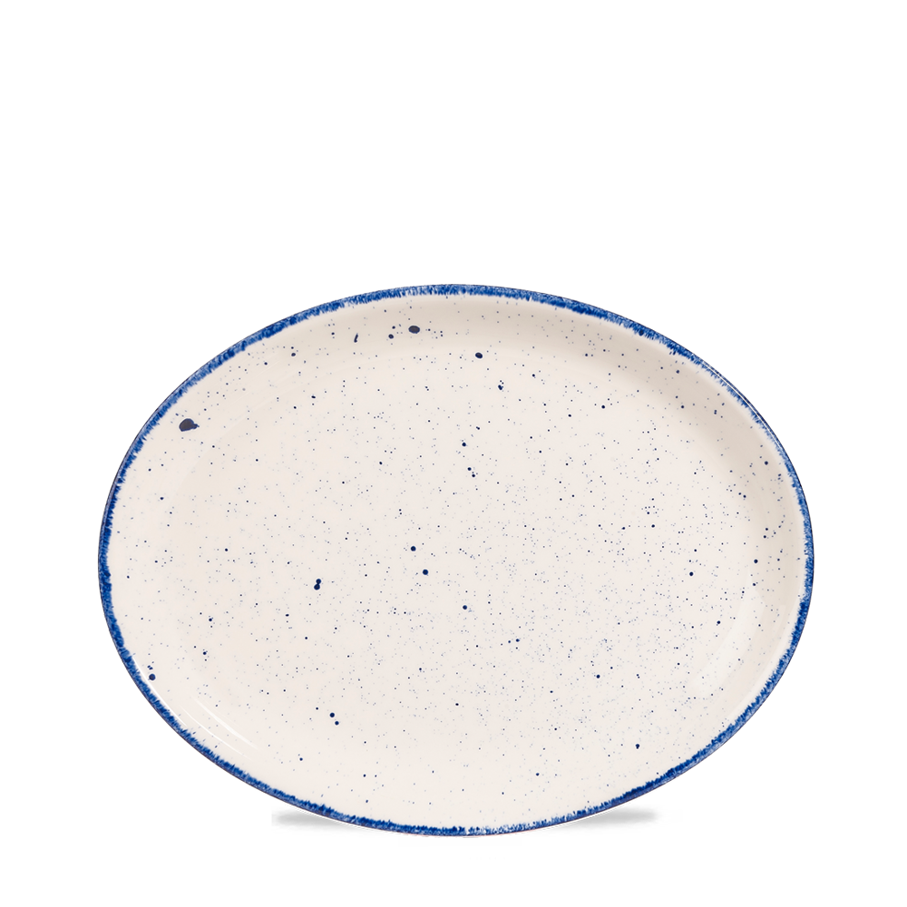 Churchill Super Vitrified Stonecast Hints Indigo Platte Oval 25,4cm, 12 Stück
