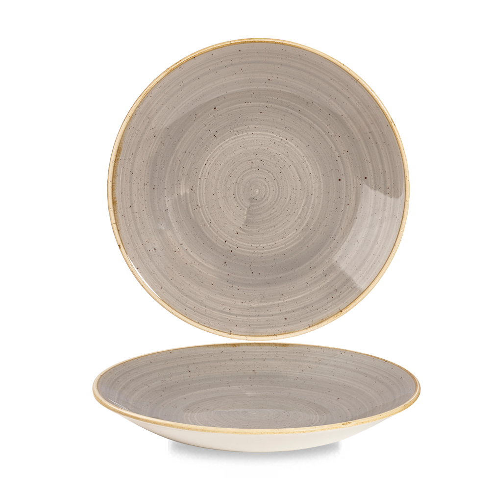 Churchill Super Vitrified Stonecast Peppercorn Teller Tief Coup 25,5cm, 12 Stück Pfeffergries Rund