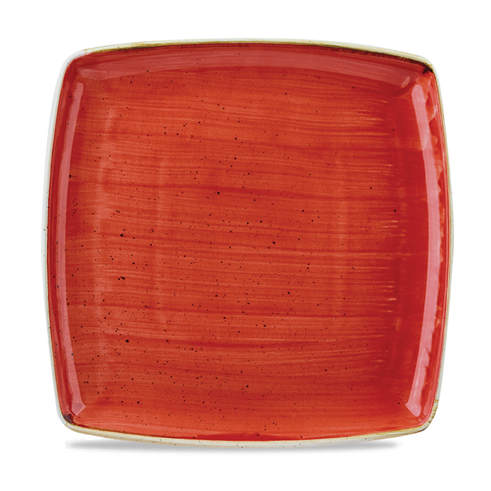 Churchill Super Vitrified Stonecast Berry Red Platte, 26 cm, quadratisch, 6 Stück