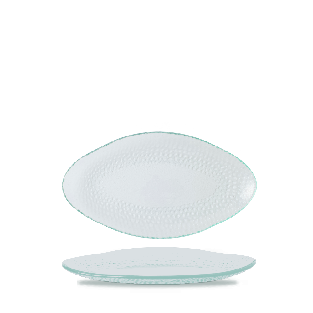 Churchill Isla Glass Clear Organic Glass Oval Platter 30 x 16.2cm 11 3/4" x 6 3/8", 6 Stück