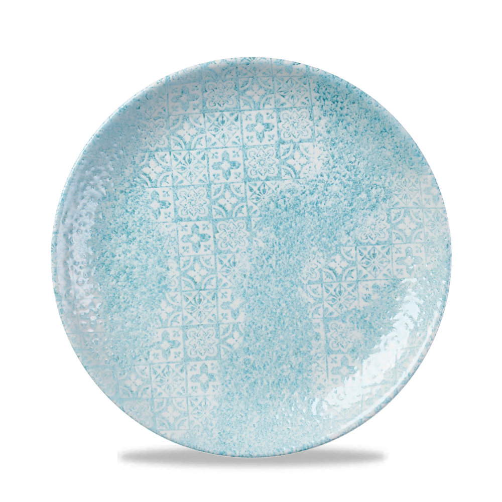 Churchill Super Vitrified Vintage Prints Med Tiles Aquamarine Coupe Plate 21.7cm 8 2/3", 12 Stück