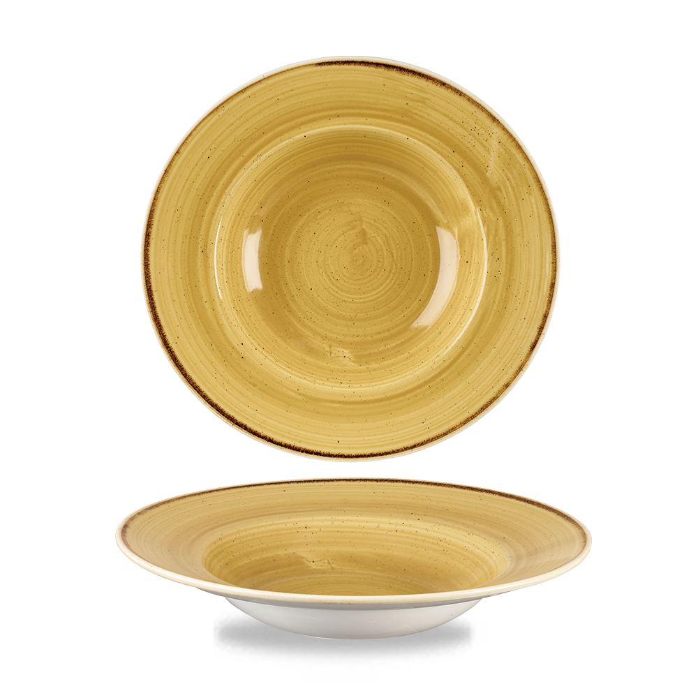 Churchill Super Vitrified Stonecast Mustard Teller Tief 24Cm / 28,4Cl, 12 Stück, Senfsamen Gelb, Rund