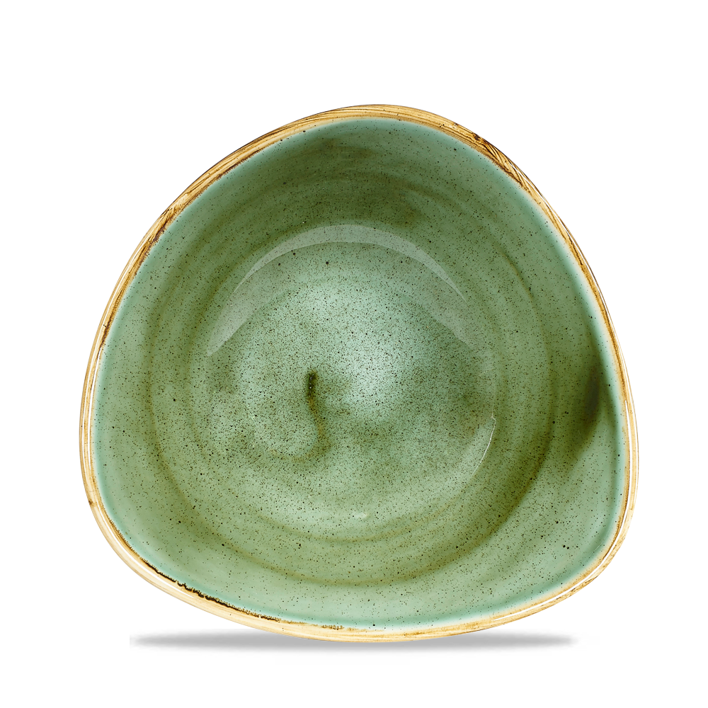 Churchill Super Vitrified Stonecast Samphire Green Cream Bowl Dreieck, 18,5 cm / 37 cl, 12 Stück