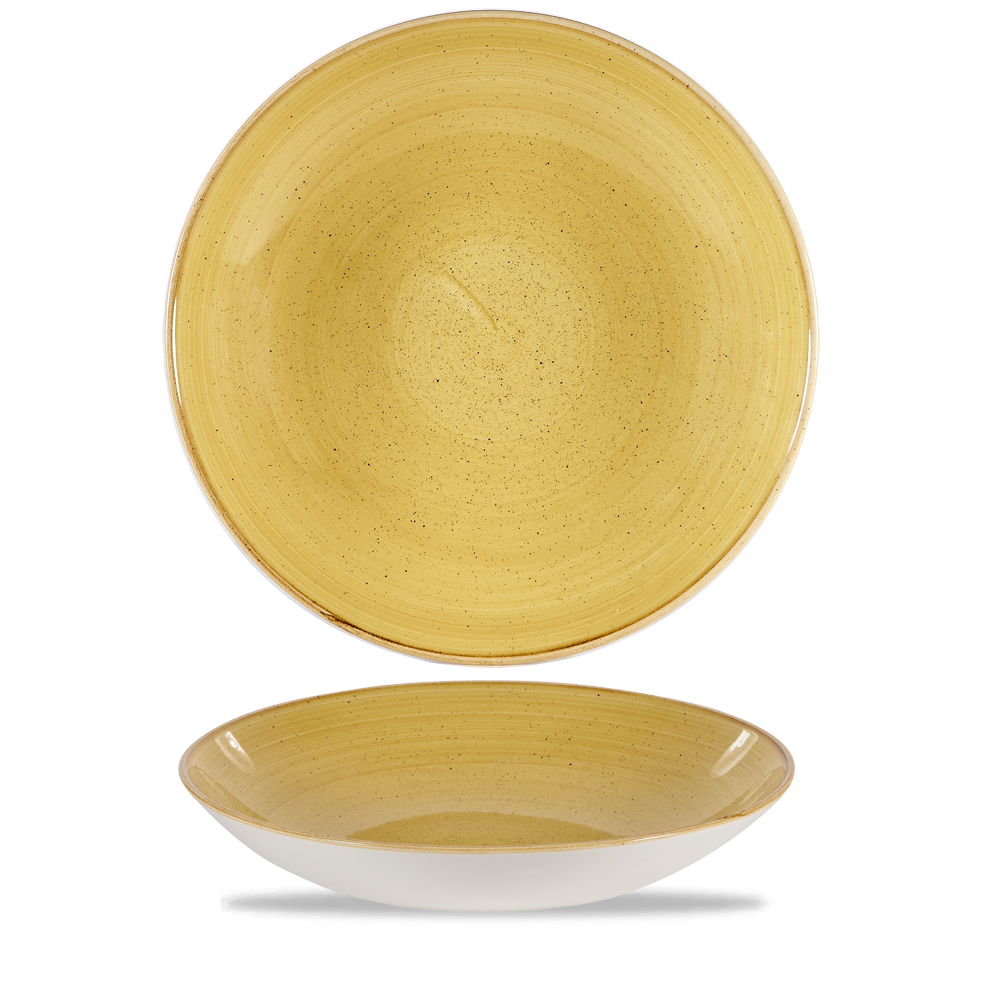 Churchill Super Vitrified Stonecast Mustard Teller Tief Coup 31cm, 6 Stück, Senfsamen Gelb, Rund