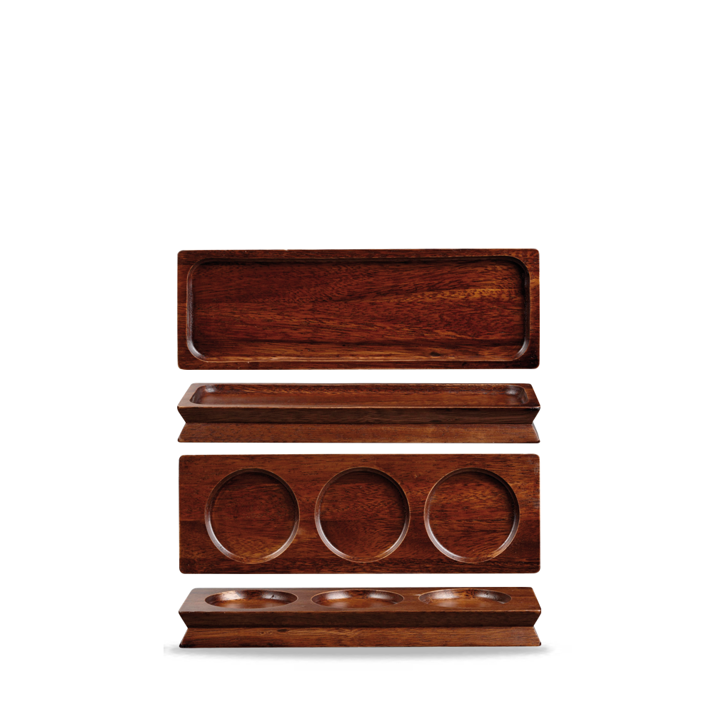 Churchill Holzbrett Deli Präsentation 27x9cm, 4 Stück, braunes Akazienholz, rechteckig