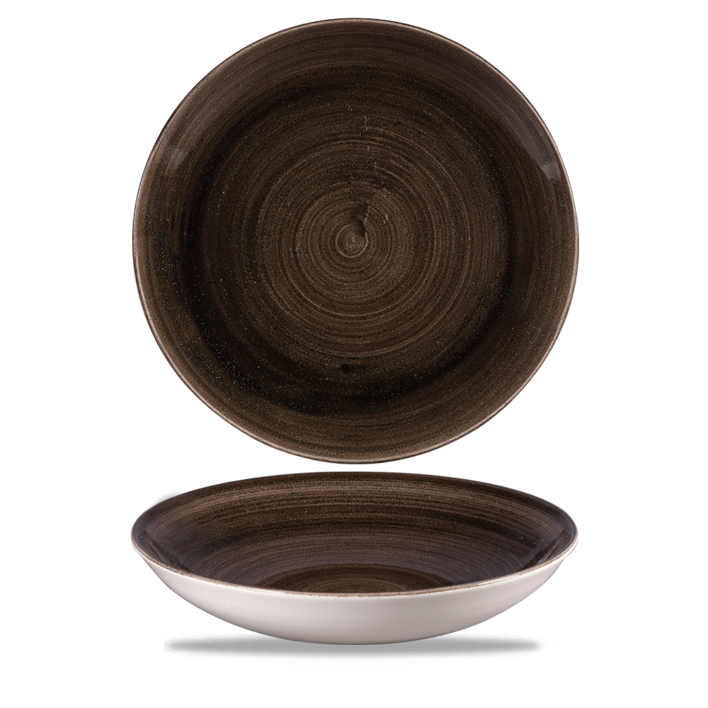 Churchill Super Vitrified Stonecast Patina Iron Black Teller Tief Coup 24.8cm 113.6cl, 12 Stück