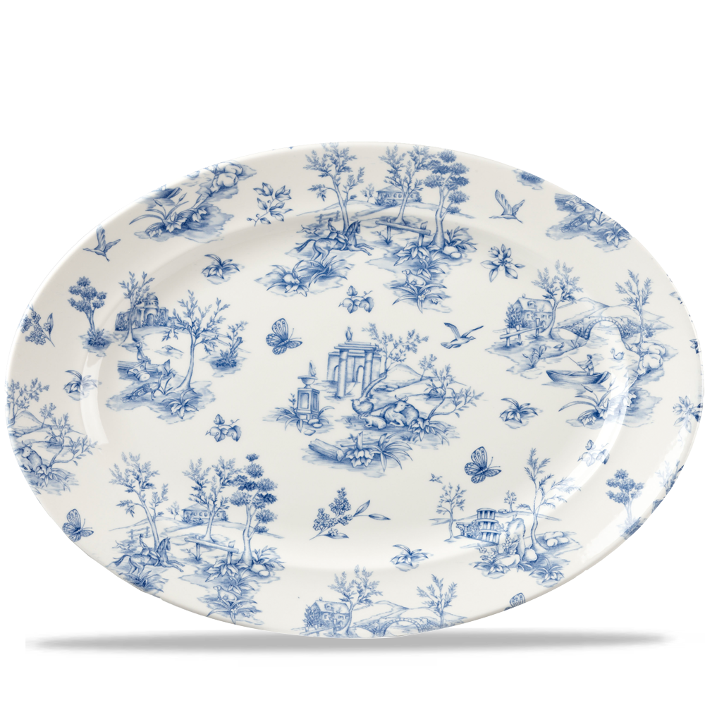 Churchill Super Vitrified Vintage Prints Prag Toile Classic Platte Oval 36,5X29,3Cm, 6 Stück