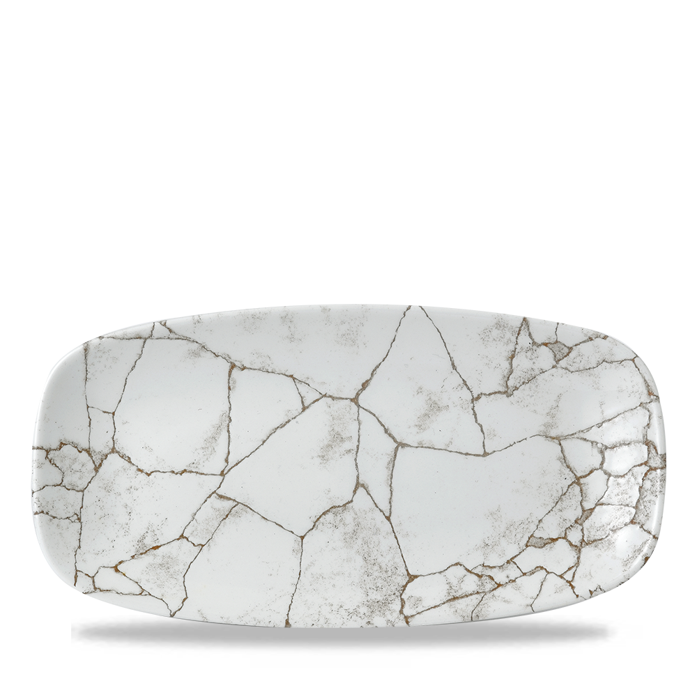 Churchill Super Vitrified Studio Prints Kintsugi Platte, 12 Stück, Agate Grau, Rechteck, 29,8x15,3cm