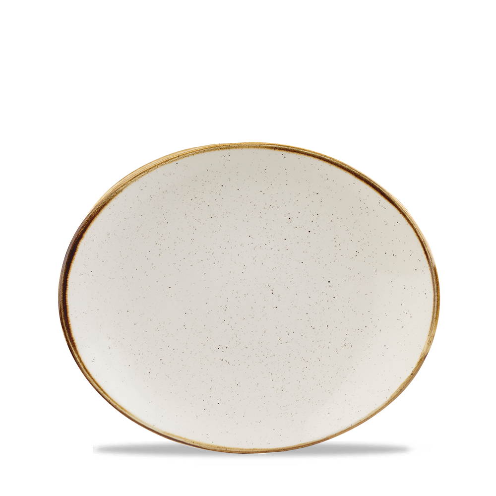 Churchill Super Vitrified Stonecast Barley White Teller Oval Coup 19,7cm, 12 Stück