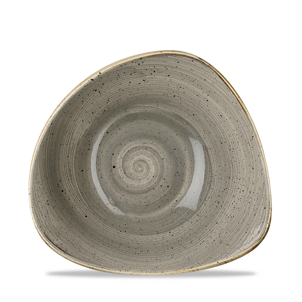 Churchill Super Vitrified Stonecast Peppercorn Bowl Dreieck, 23,5 cm / 60 cl, 12 Stück Pfeffergries Dreieck