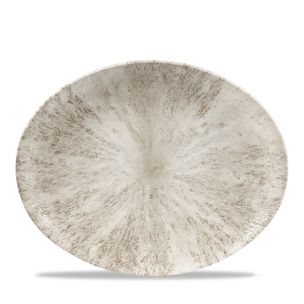 Churchill Super Vitrified Studio Prints Stone Agate Grey Platte Oval 31.7cm, 12 Stück