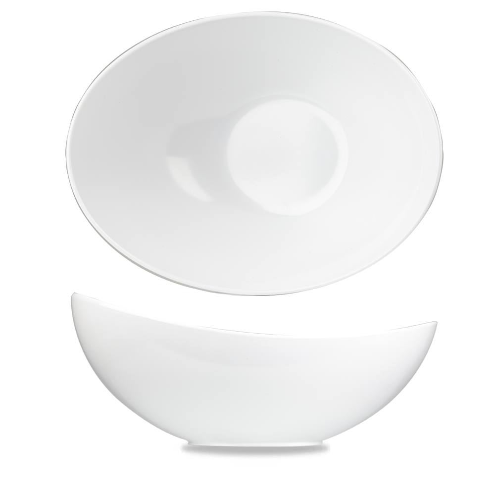 Alchemy Melamine Buffet Bowls - Melamin Weiße Mondstein Schüssel 36cm / 450cl, 2 Stück - Weiß - Organisch