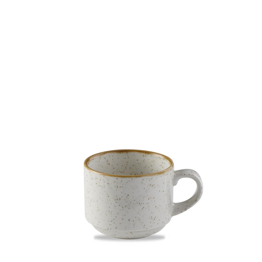 Churchill Super Vitrified Stonecast Barley White Cappuccino Tasse, stapelbar, 22Cl, 12 Stück, Barley Weiß, rund