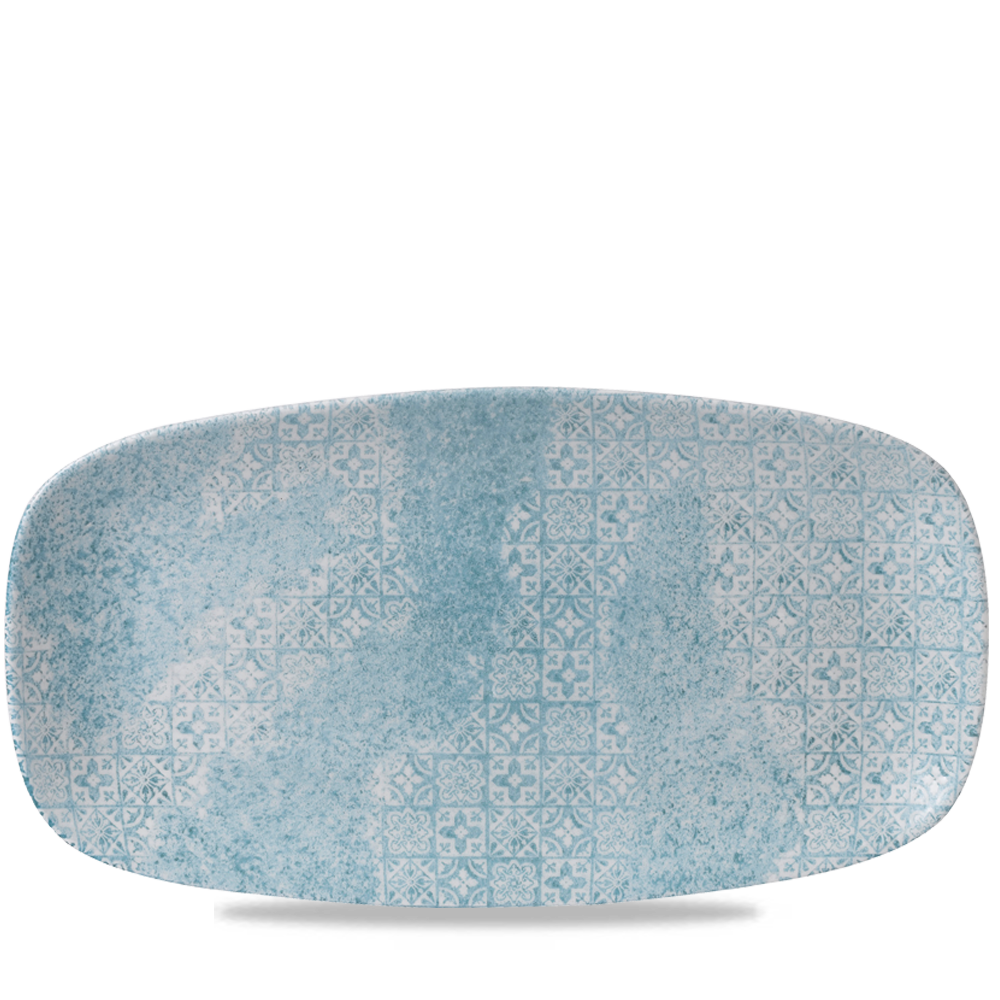 Churchill Super Vitrified Vintage Prints Aquamarine Med Tiles Chefs Oblong Platte 35.5X18.9Cm, 6 Stück Aquamarin Langgezogen