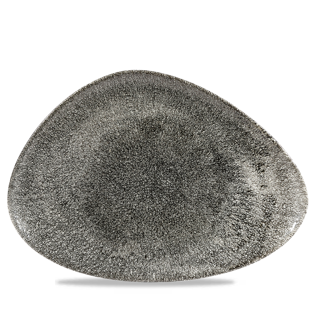 Churchill Super Vitrified Studio Prints Raku Quartz Black Chefs Platte Dreieckig 35.5x24cm, 6 Stück