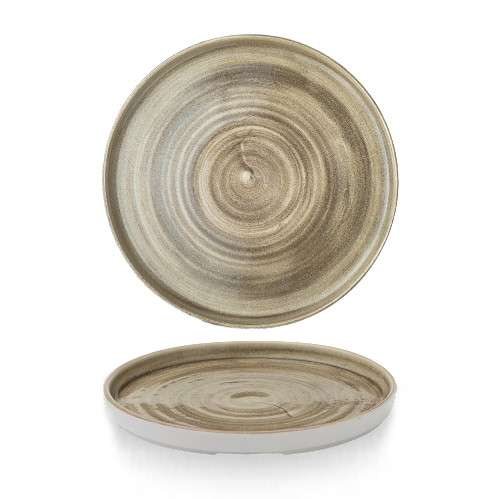 Churchill Super Vit Stonecast Patina Flache Teller mit Steilrand, 26 cm, 6 Stück, antiktaupe, rund