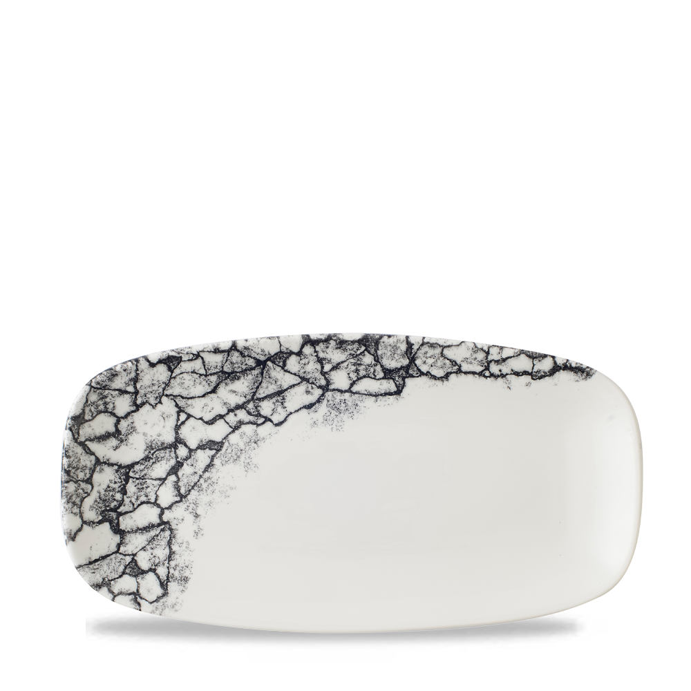Churchill Super Vitrified Kintsugi Accents Platte Oblong 29,8x15,3cm, 12 Stück Quartz Schwarz Rechteck