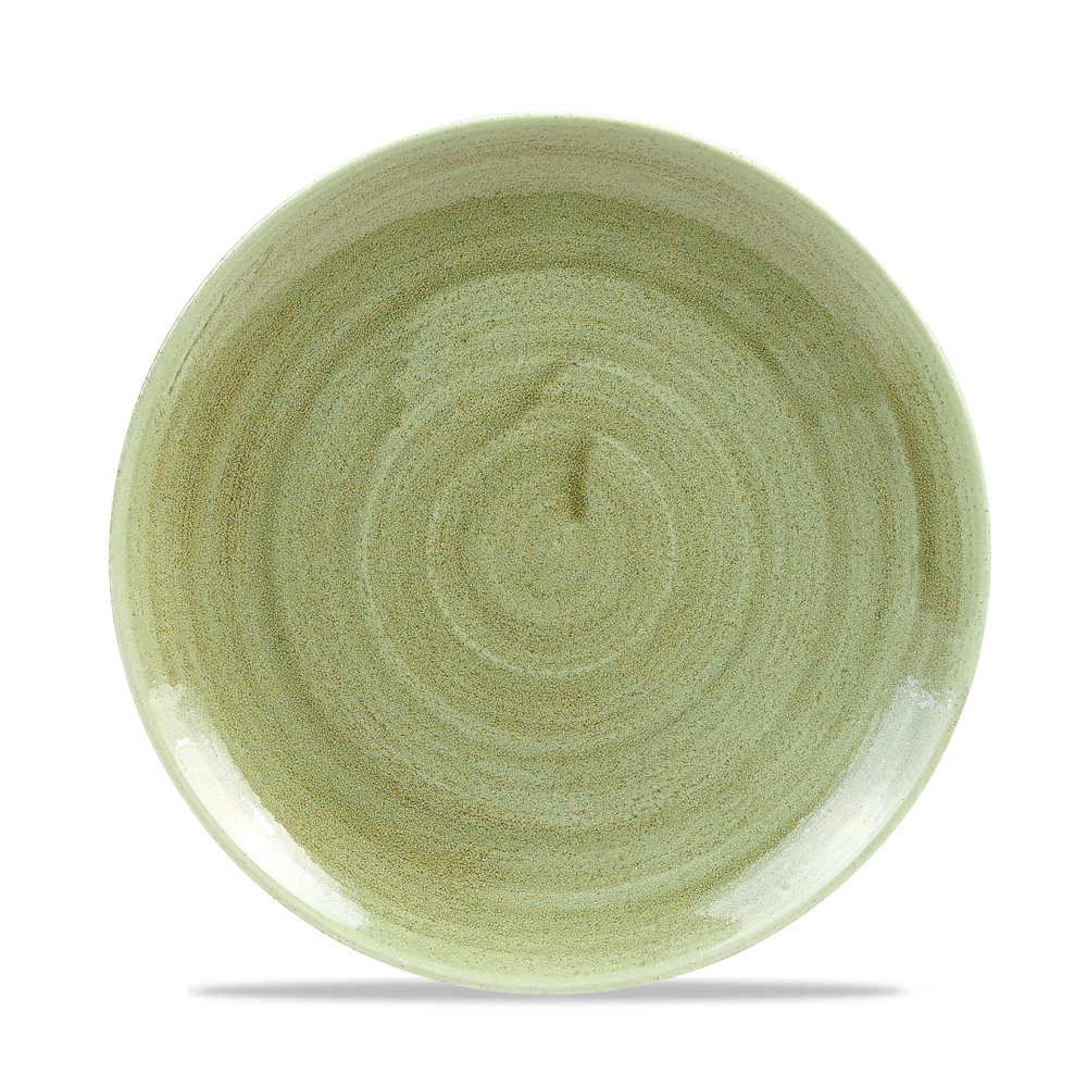 Churchill Super Vitrified Stonecast Patina Burnished Green Flache Coup Teller, 21,7 cm, 12 Stück