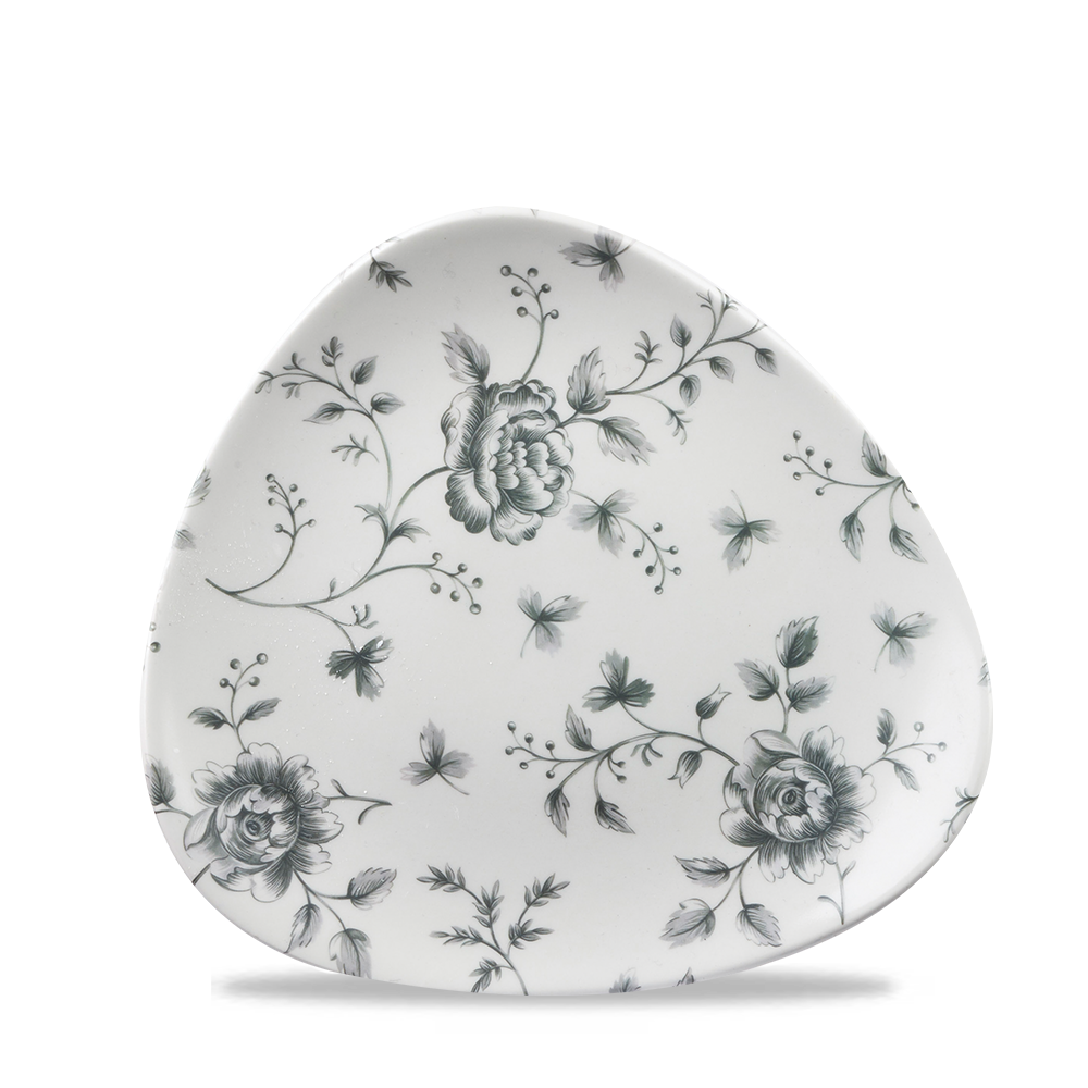 Churchill Super Vitrified Vintage Prints Rose Chintz Grey Platte Dreieckig 19,2cm, 12 Stück Graue Rosen-Chintz Dreieckige Platte
