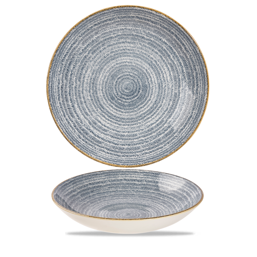 Churchill Super Vitrified Studio Prints Homespun Teller Tief Coup 24,8cm, 12 Stück, Schiefer Blau