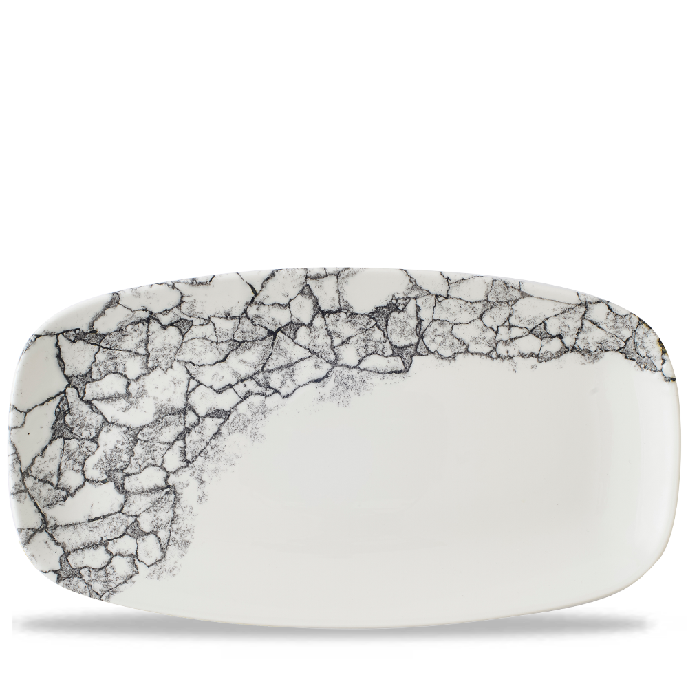 Churchill Super Vitrified Kintsugi Accents Platte Oblong 35,5x18,9cm, 6 Stück Quartz Schwarz Rechteck