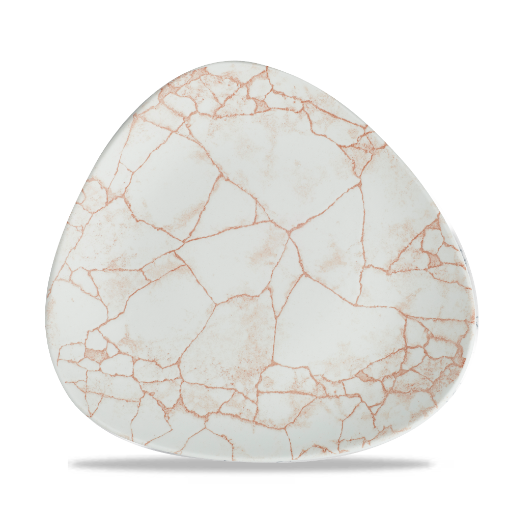 Churchill Super Vit Studio Prints Kintsugi Flache Dreieckige Teller, 26,5 cm, 12 Stück, Koralle